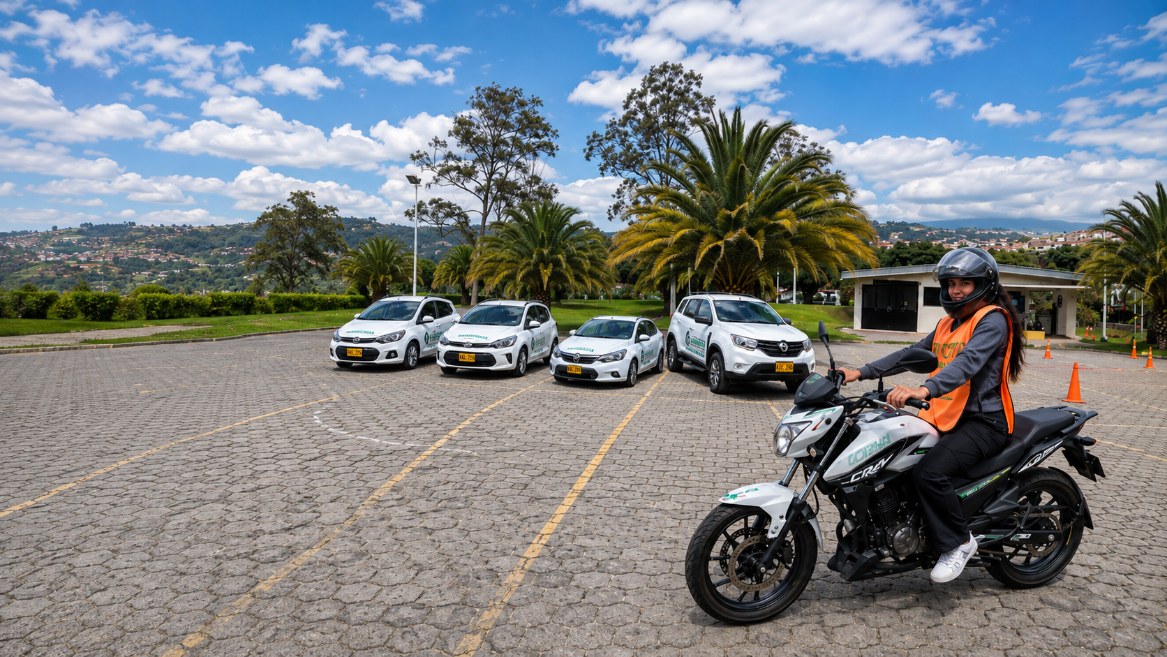 Training Park de Escuela Andina con vehículos y zona de práctica